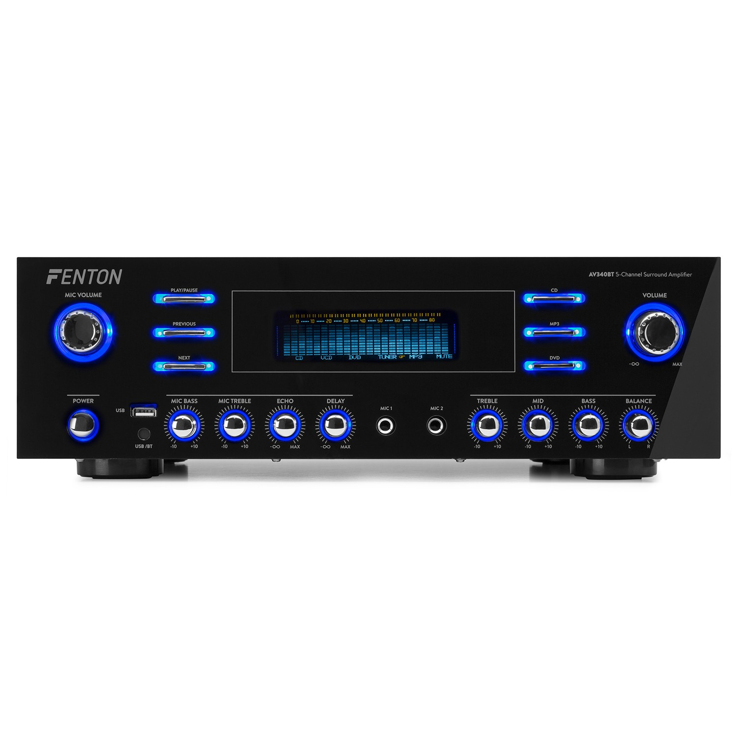 FENTON AV340BT 5-Channel HQ Surround amplifier 2 x 180 Watt με USB/ Bluetooth 103.213