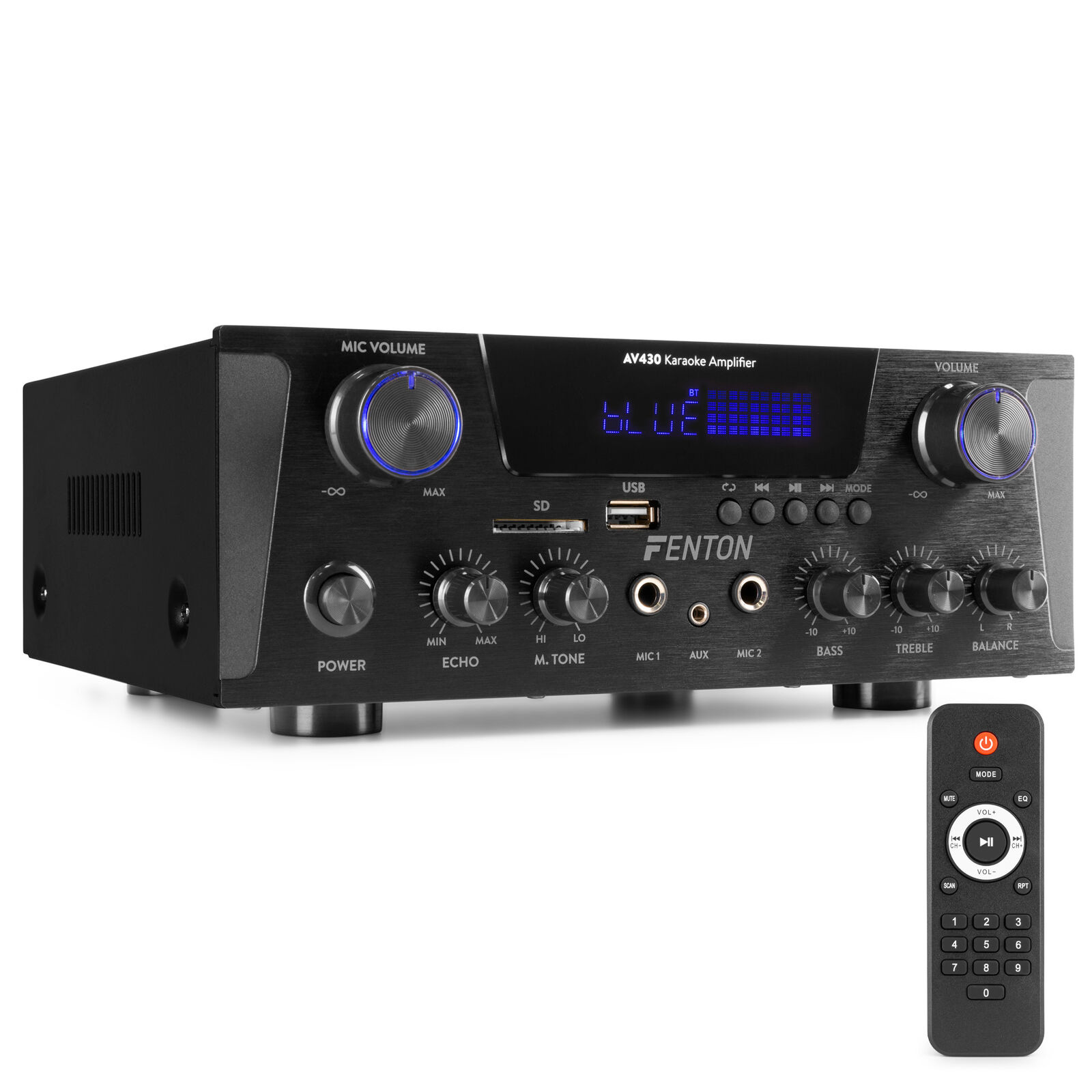 FENTON AV430B Stereo Karaoke Ενισχυτής USB/ MP3/ FM radio/ Bluetooth σε Μαύρο χρώμα 103.318