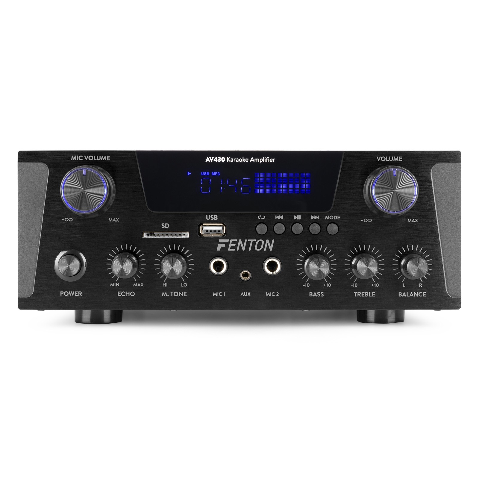 FENTON AV430B Stereo Karaoke Ενισχυτής USB/ MP3/ FM radio/ Bluetooth σε Μαύρο χρώμα 103.318