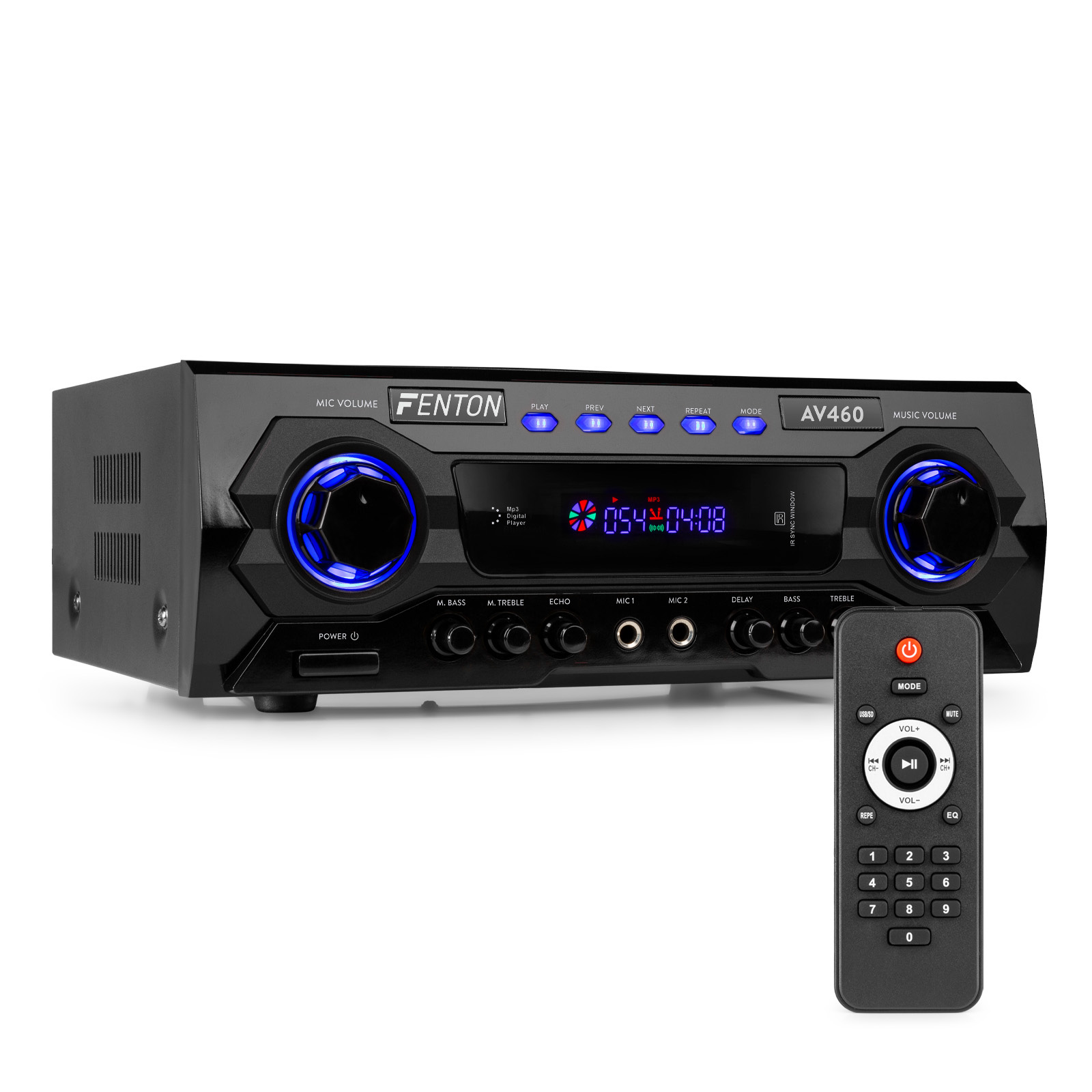 FENTON AV460 Stereo Karaoke Ενισχυτής 2 x 250 Watt Max USB/ MP3/ SD/ Bluetooth 103.137