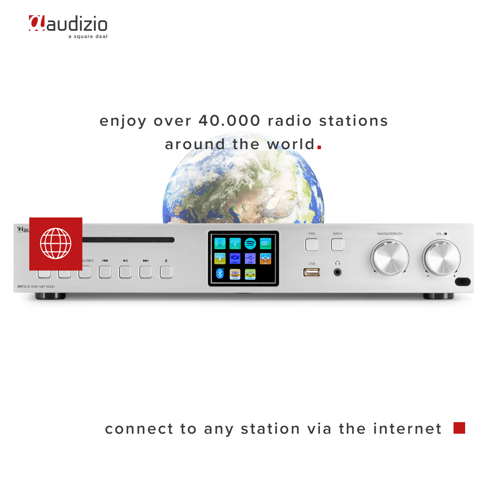 AUDIZIO BRESCIA ALUMINIUM Ενισχυτής με Ιnternet / DAB / FM Radio, Bluetooth, WiFi, Spotify, CD player, MP3 (102.272)