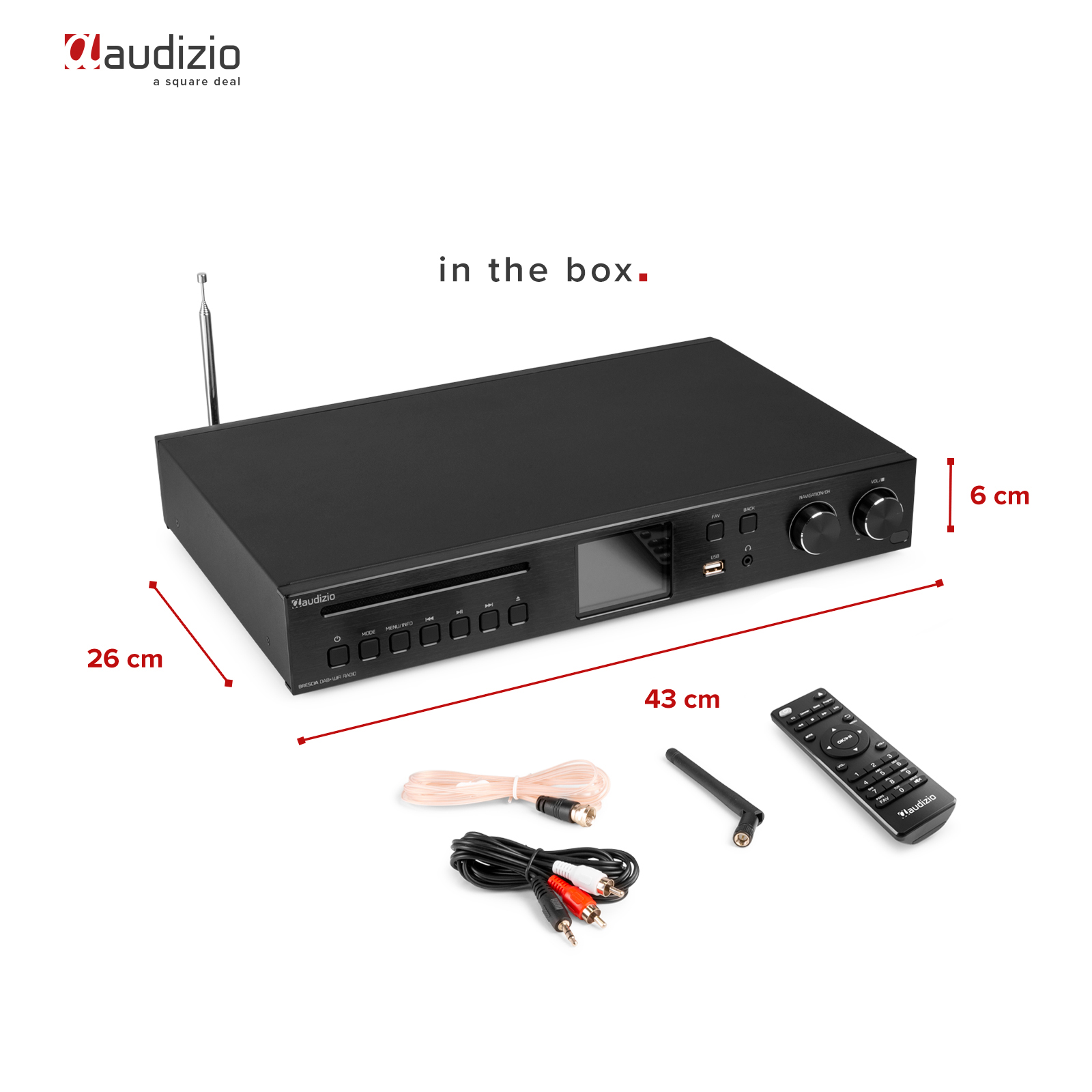 AUDIZIO BRESCIA BLACK Ενισχυτής με Ιnternet / DAB / FM Radio, Bluetooth, WiFi, Spotify, CD player, MP3 (102.270)