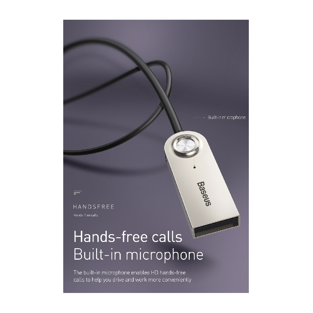 BASEUS CABA01-01 AUX Car Bluetooth Receiver για χρήση Hands free με έξοδο AUX 3.5mm (6953156290488)