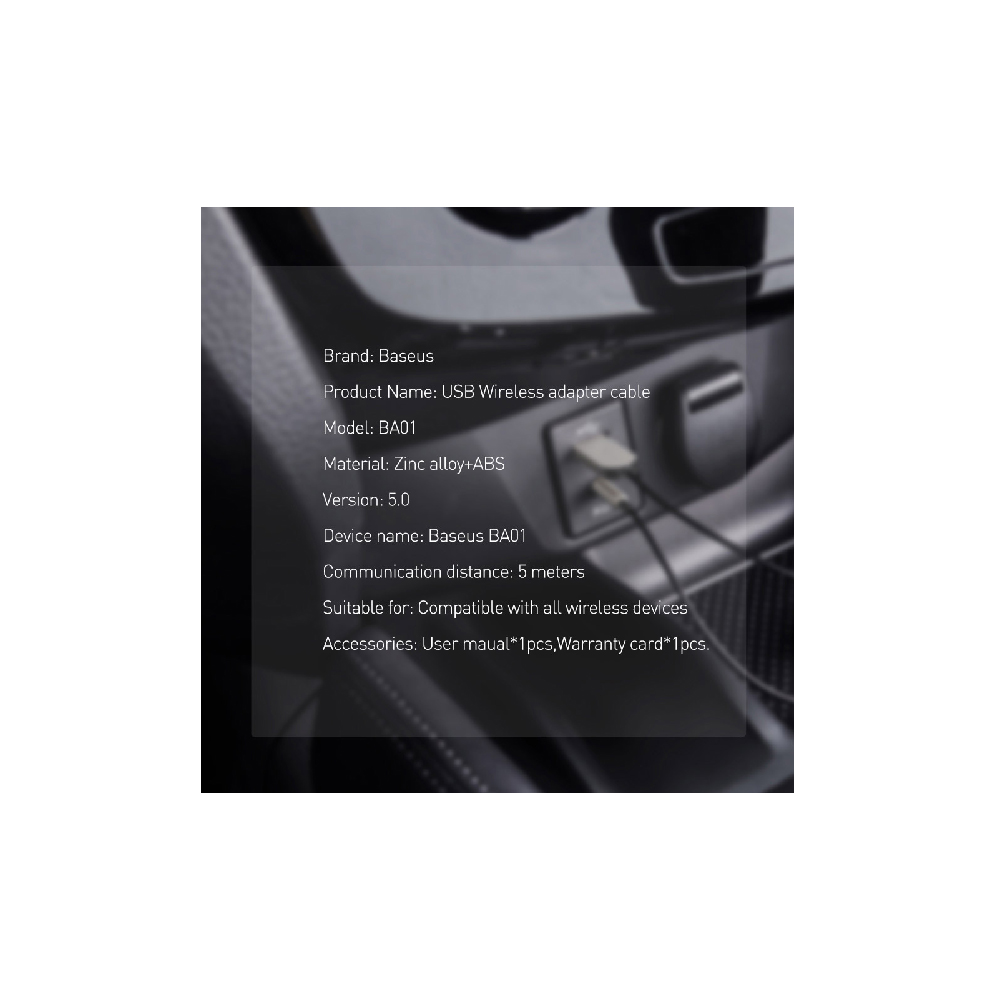 BASEUS CABA01-01 AUX Car Bluetooth Receiver για χρήση Hands free με έξοδο AUX 3.5mm (6953156290488)