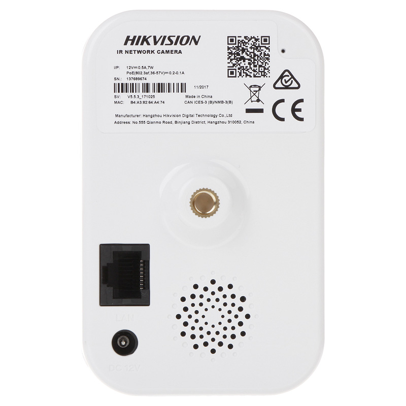 HIKVISION DS-2CD2421G0-IW 2.0mm Υπερ-Ευρυγώνια Cube IP κάμερα 2Mpixels Η.265+ WiFi Ethernet Poe WDR microSD PIR Audio