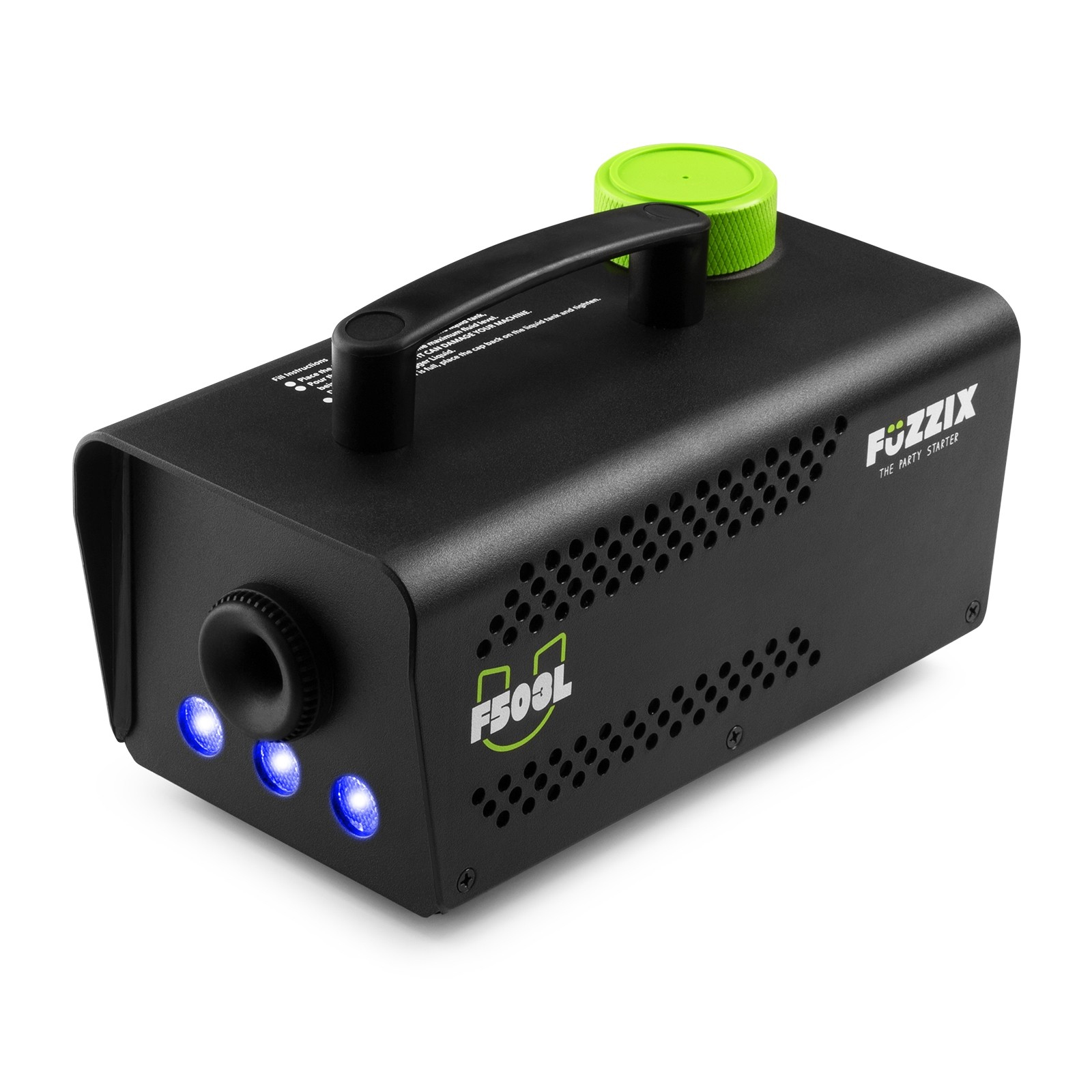 FuZZIX F503L Μηχανή Καπνού 500 Watt Party Smoke Machine με Ασύρματο χειριστήριο, 3 RGB LEDs και Υγρό 160.307