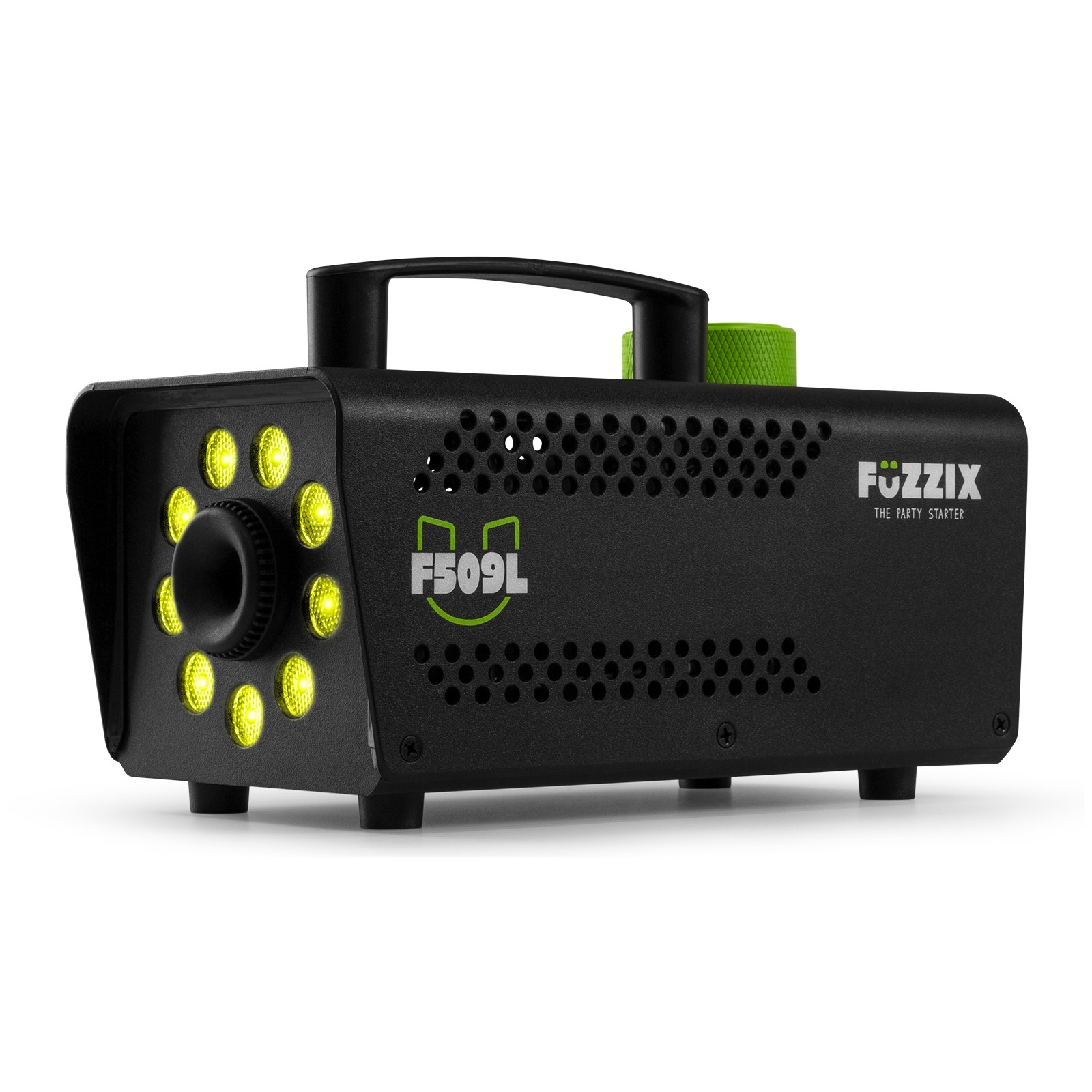 FuZZIX F509L Μηχανή Καπνού 500 Watt Party Smoke Machine με Ασύρματο χειριστήριο, 9x RGB LEDs και Υγρό 160.310 (Μαύρη)