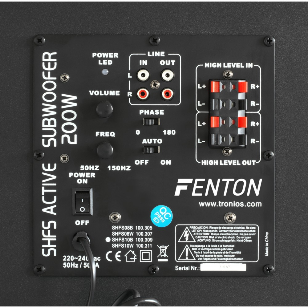 FENTON SHFS10B Αυτοενισχυόμενο SubWoofer 10" ισχύος 200 Watt Max 100.309