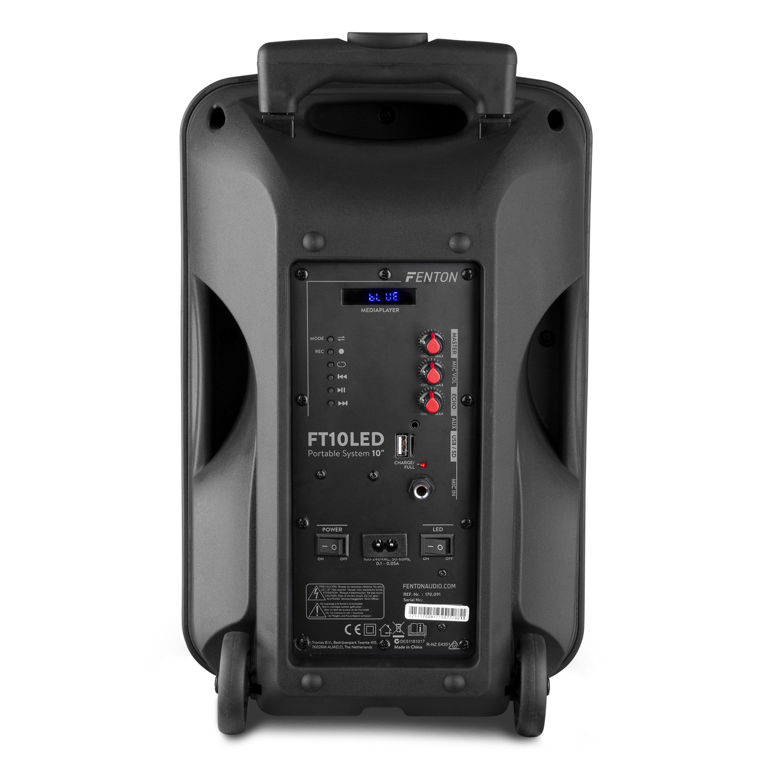 FENTON FT10LED Φορητό επαναφορτ. 10" - 450 Watt Peak με MP3/USB/ SD/ Bluetooth - Ασύρμ. Μικρόφωνο 170.091