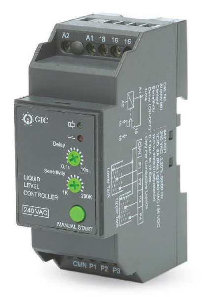 GIC 4421AD1 Relay Επιτήρησης Στάθμης Αγώγιμων Υγρών 240 VAC 36mm