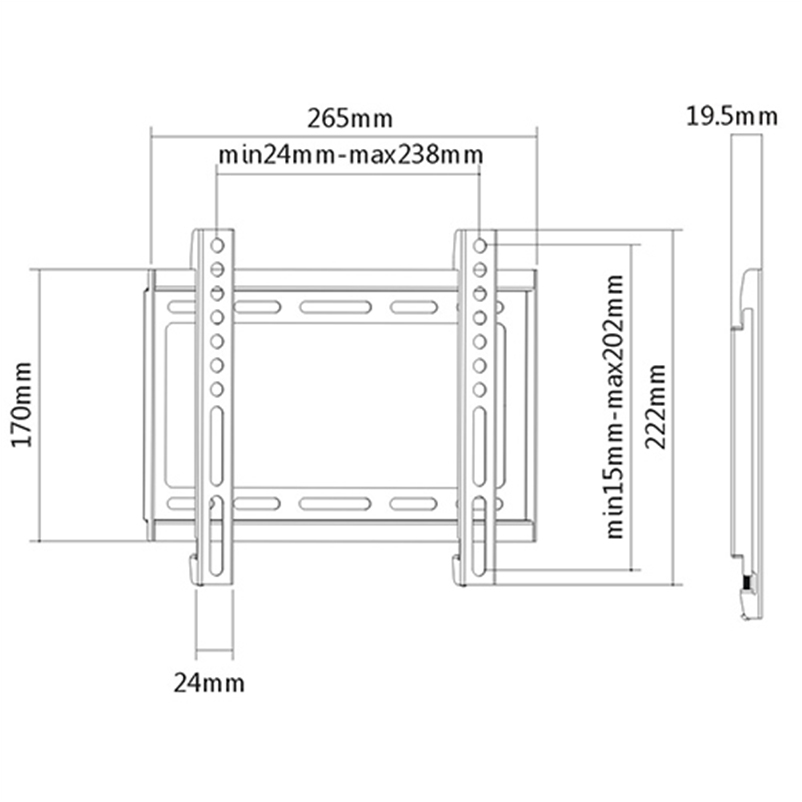  BRATECK KL22-22F Βάση Στήριξης LCD - LED - PLASMA 23" - 42" 35Kg Τοίχου