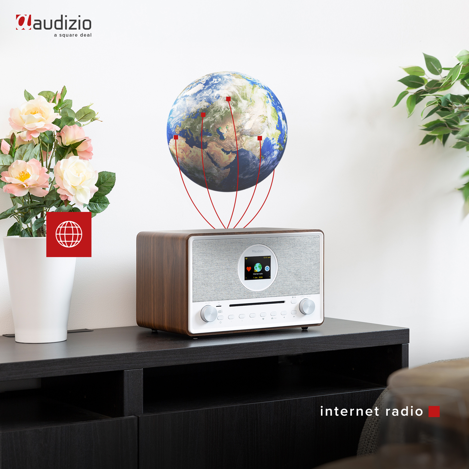 AUDIZIO LUCCA WOOD Stereo DAB+, FM , Internet radio με CD Player, Bluetooth, Aux IN, USB /SD και Alarm (102.252)