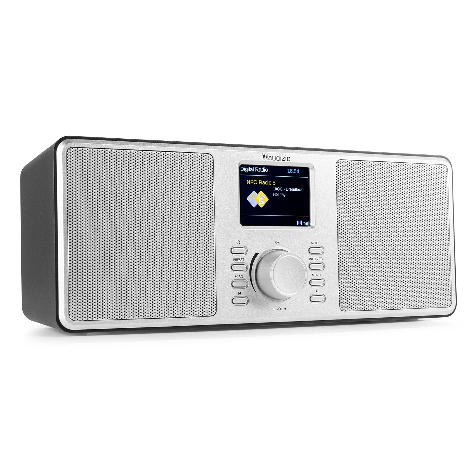 AUDIZIO MONZA SILVER Stereo Ραδιόφωνο DAB+, FM, Bluetooth και Dual Alarm, Sleep Timer 102.418