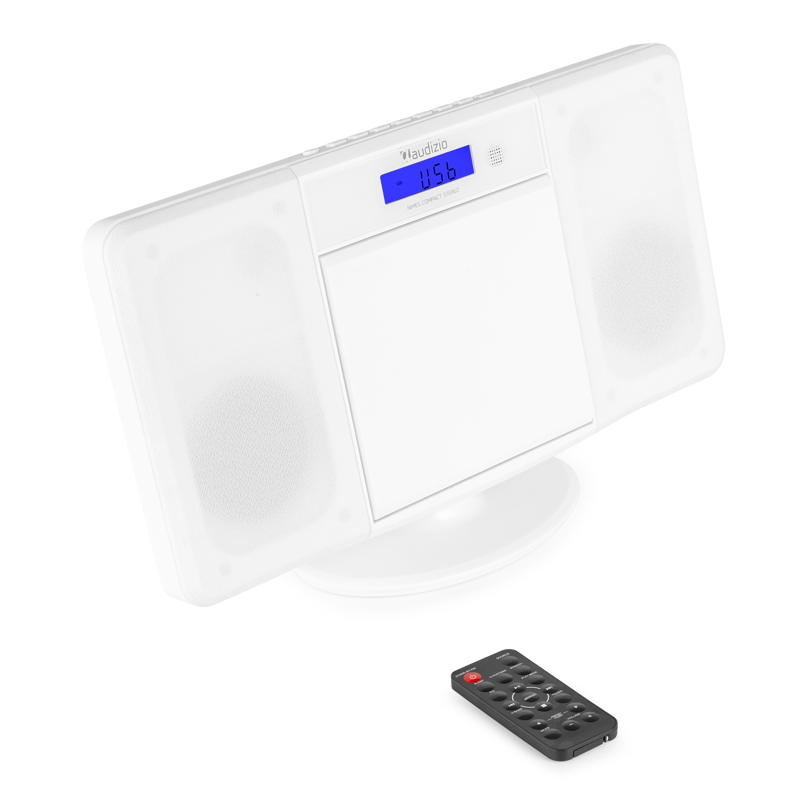 AUDIZIO NIMES WHITE Stereo HIFI System FM Radio με AUX IN - USB - Bluetooth, CD player και Alarm 102.311