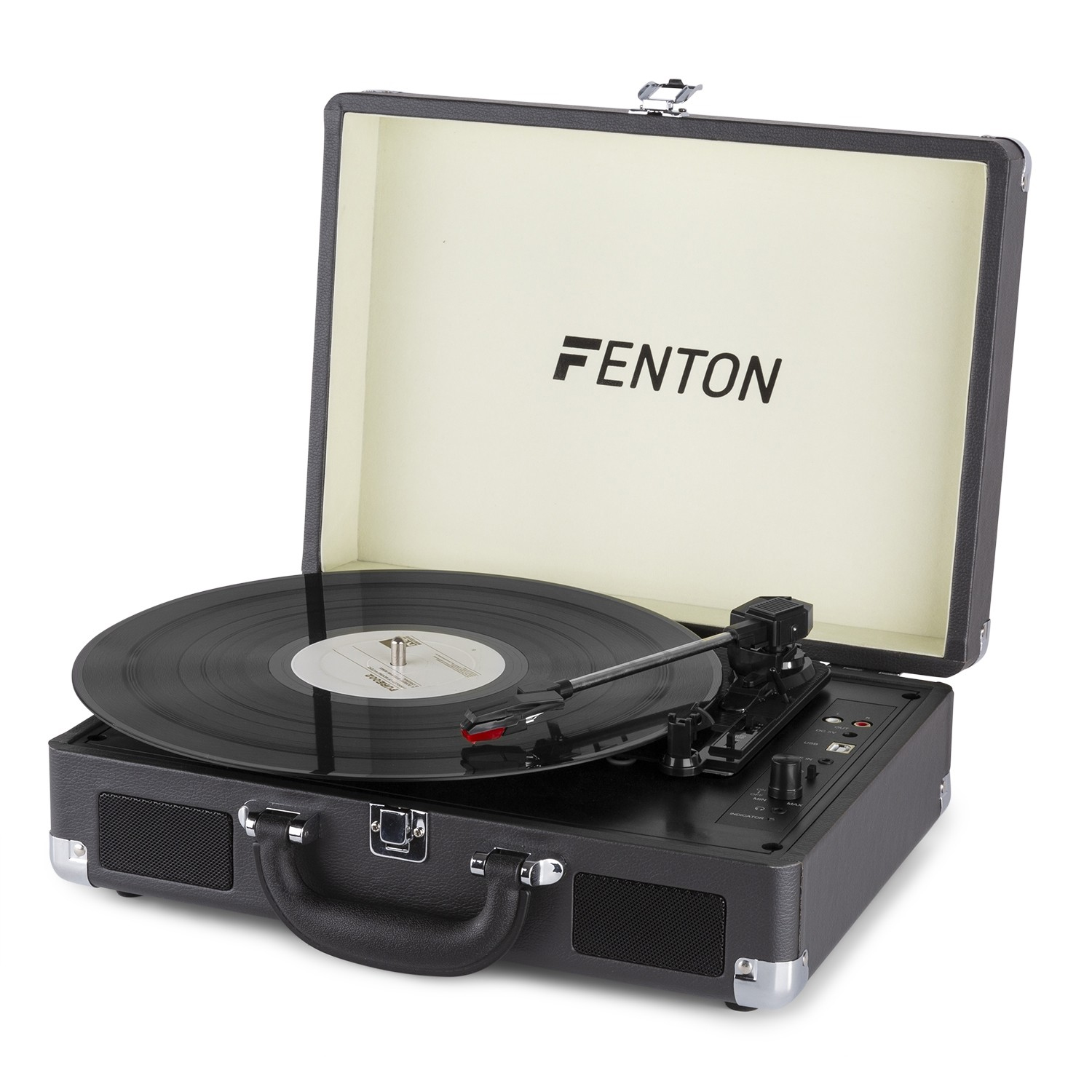 FENTON RP115C Πικάπ με ενσωμ. Ηχεία, AUX και USB Recording, Bluetooth 102.107 Βαλίτσα σε Ανθρακί