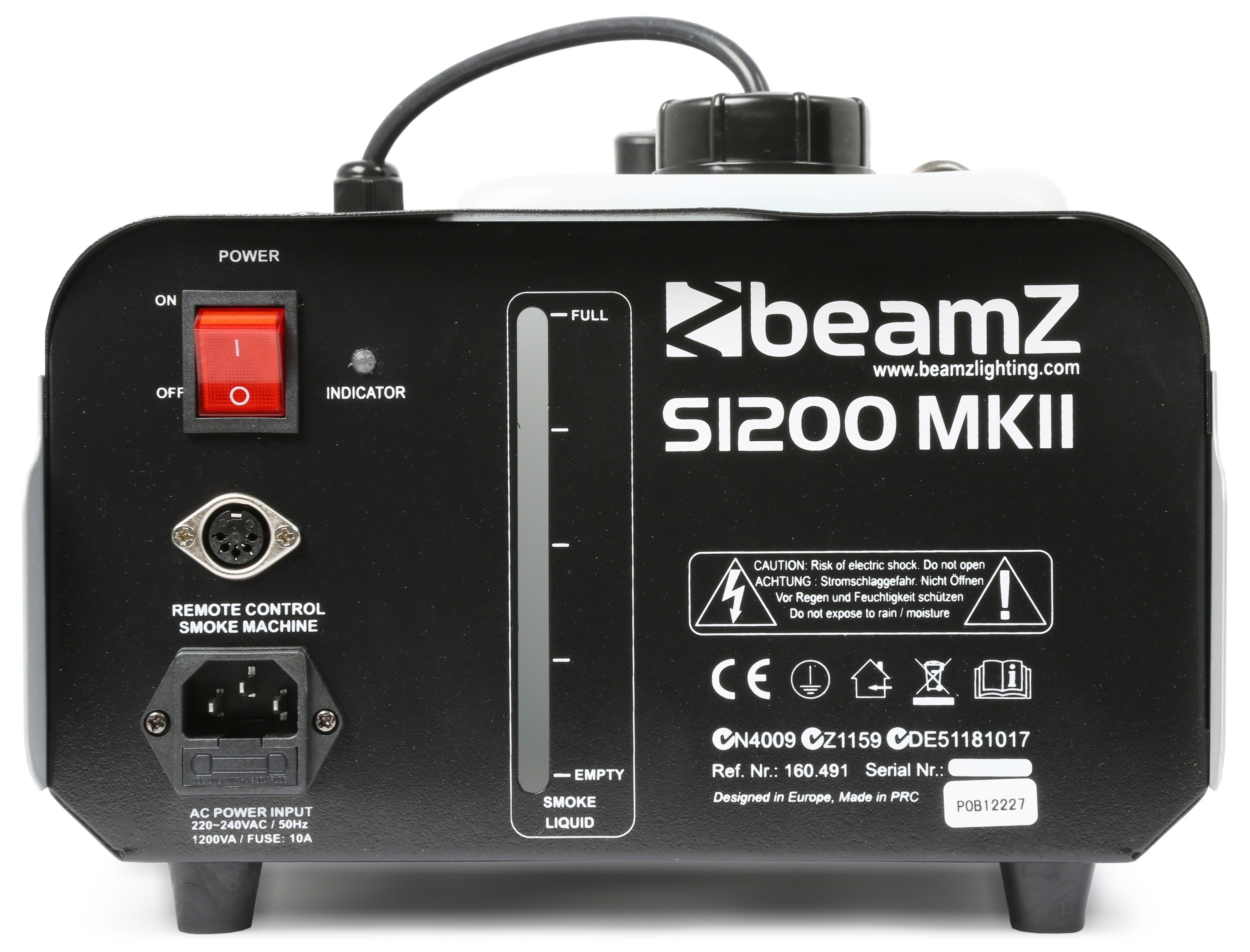BEAMZ S1200 MKII Μηχανή Καπνού 1200 Watt Με Ενσύρματο Χειριστήριο και Timer 160.491 --