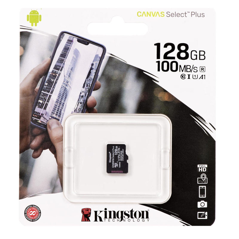 KINGSTON SDCS2/128GBSP Canvas Select Plus 1284GB microSD (microSDXC) UHS-I U1 (Χωρίς Αντάπτορα)