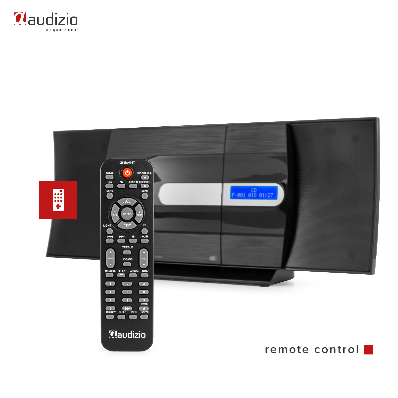 AUDIZIO TOURS BLACK Stereo HIFI System Ραδιόφωνο DAB+, FM με AUX IN - USB - Bluetooth, CD player και Alarm 102.318