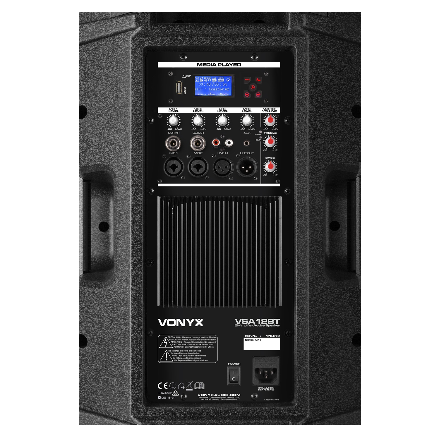 VONYX VSA12BT Bi-Active PA ηχείο 12" 800 Watt Max / 400 Watt USB/ MP3/ Bluetooth (τμχ) 170.372
