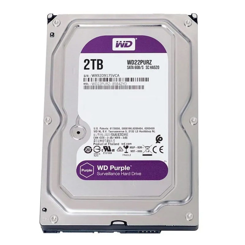 Western Digital Purple Surveillance HDD WD22PURZ 2TB 3.5'' SATA3 6Gb/s, 256MB Cache, 5400rpm