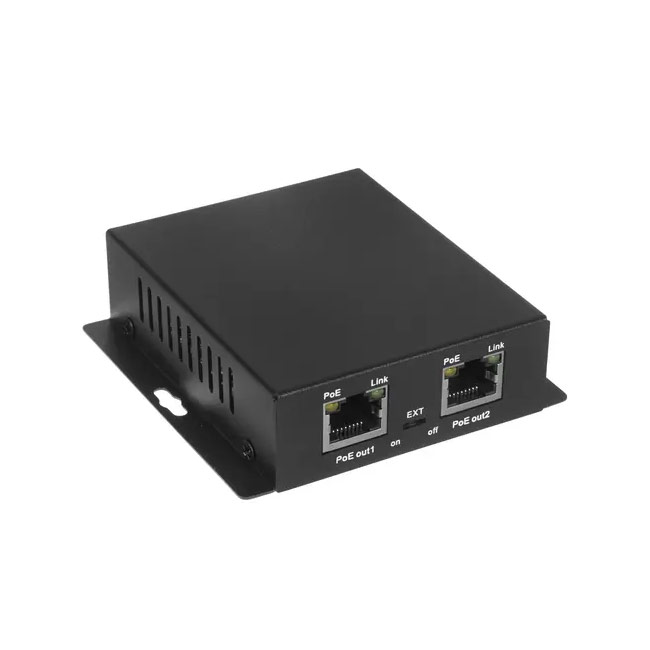 Wi-Tek WI-PE31E PoE Extender, 1x poE Input, 2x PoE Outputs, 1x DC Input Port (48-55V), 802.3af/at/bt compatible