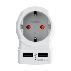 SKROSS 1.500282 Adaptor Σούκο σε 1 Σούκο με 2x USB Φόρτισης 2400mA 