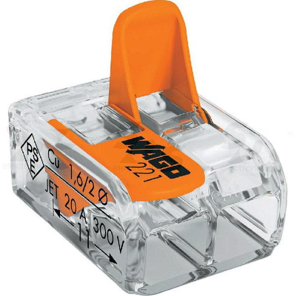 Wago 221-412 Κλέμα Ταχυσύνδεσμος 2 αγωγών 0,14~4mm COMPACT Splicing Connector