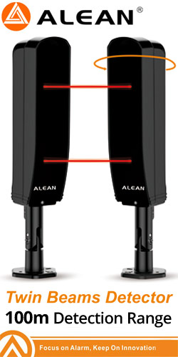 Alean ABT-i100 Ζεύγος Aνιχνευτών Beams Διπλής Δέσμης 100 Μέτρων 3 Συχνοτήτων με Ενσωματωμένη Βάση