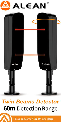 Alean ABT-i60 Ζεύγος Aνιχνευτών Beams Διπλής Δέσμης 60 Μέτρων 3 Συχνοτήτων με Ενσωματωμένη Βάση