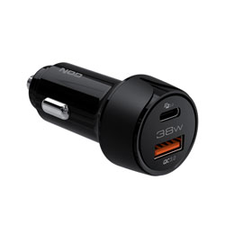 NOD E-CAR AC38 Universal Φορτιστής Αυτοκινήτου USB-A QC3.0 & USB-C PD3.0 38W, σε μαύρο Χρώμα.