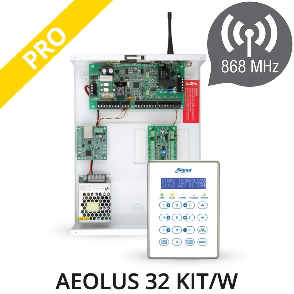 Sigma AEOLUS 32 KIT/W Κέντρο AEOLUS 32 ζωνών, πληκτρολόγιο Aeolus KP και ασύρματο δέκτη 868MHZ