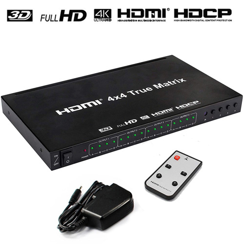 ANGA PS-MA404 HDMI Matrix 4x4, 4 Εισόδων - 4 Εξόδων, FullHD 1080p 3D HDCP με τηλεχειριστήριο