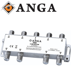 ANGA PS08 Διακλαδωτής TV-SAT 8 εξόδων (5 - 2400 MHz) με φις F και dc pass