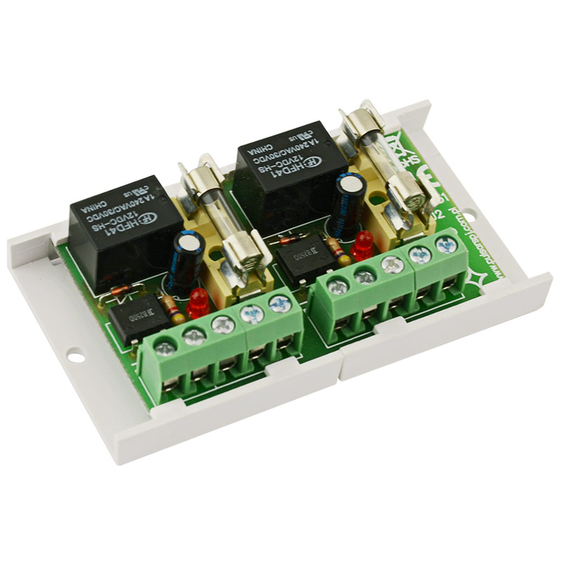 ​PULSAR AWZ512 Διπλή Πλακέτα ρελέ 12VDC σε πλαστική βάση με ταινία διπλής όψεως, ενδεικτικά LED & γυάλινες ασφάλειες