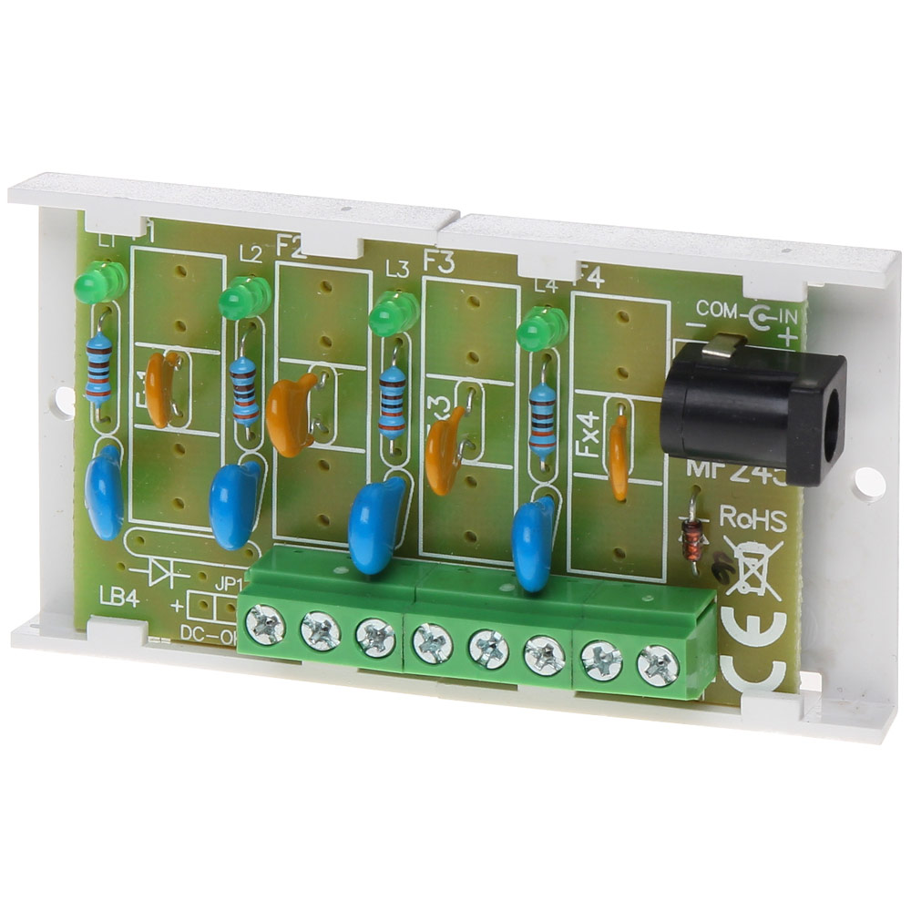 ​PULSAR AWZ574 Πλακέτα Διανομής Τροφοδοσίας DC, 1 Είσοδος / 4 Έξοδοι, με ασφάλειες PTC (4x0,5A)