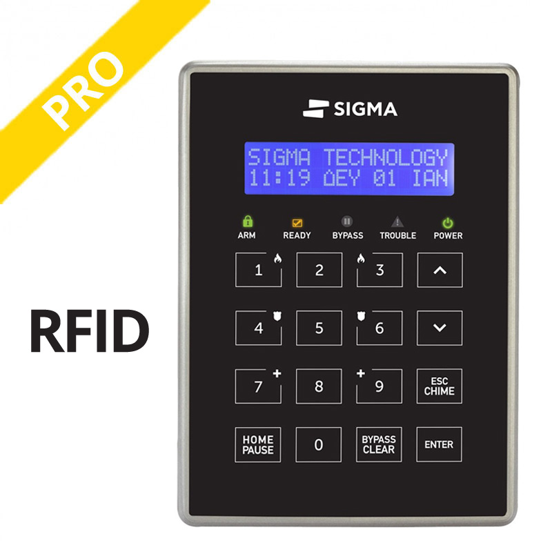 SIGMA AEOLUS KP RFID/Β - Πληκτρολόγιο αφής LCD 16 πλήκτρων (ΜΑΥΡΟ) με αναγνώστη RFID για τον πίνακα AEOLUS