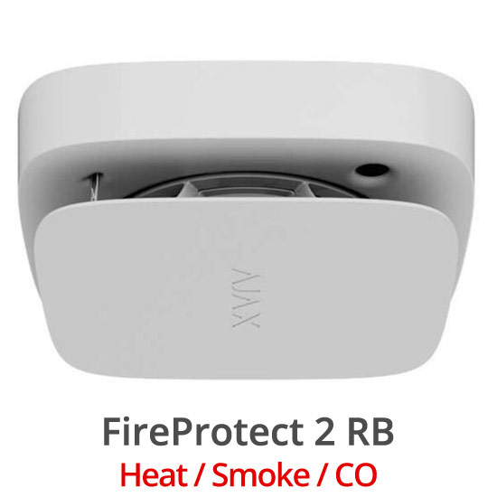 AJAX Fire Protect 2 RB (Heat/Smoke/CO) WHITE - Ασύρματος Ανιχνευτής Καπνού, Θερμοκρασίας και CO με ενσωματωμένη σειρήνα