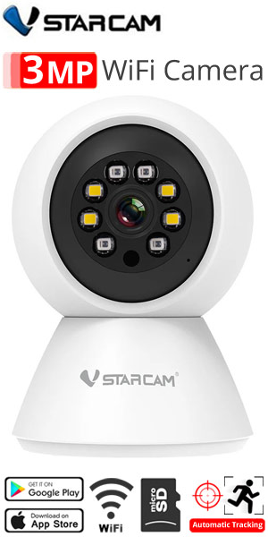 Vstarcam C991 3Mpixels Ρομποτική Ασύρματη IP κάμερα Wi-Fi 2.4GHz, microSD, Motion Detection