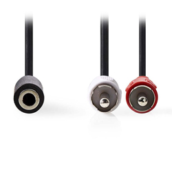 NEDIS CAGB22255BK02 Καλώδιο ήχου Jack 3.5mm θηλ. stereo - 2x RCA αρσ. 0.2m Νικέλιο