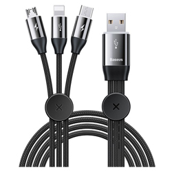 BASEUS CAMLT-FX01 Καλώδιο 3 σε 1 USB A - microUSB / Type-C / Lightning 3.5A 1m (6953156296985)