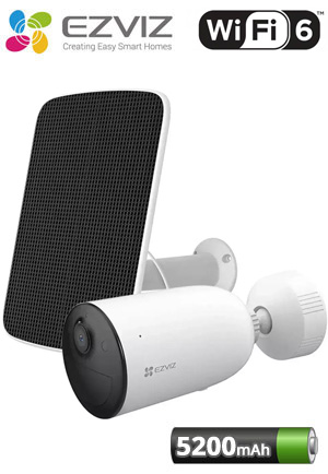 EZVIZ CB3 KIT (AOV) Αυτόνομη Ασύρματη IP κάμερα 3MP, Wi-Fi 6 2.4 Ghz με Mπαταρία 5200mAh  και Ηλιακό Πάνελ 4.2W 