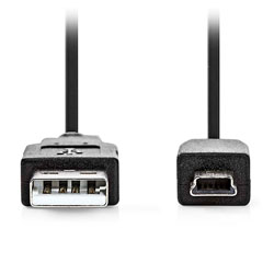 NEDIS CCGL60300BK20 Καλώδιο USB High-Speed A αρσ. - Mini USB 5-pin αρσ. 2m σε μαύρο χρώμα. 