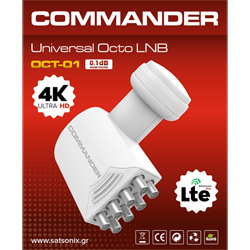 COMMANDER OCT-01 Universal Octo LNB 0.1 dB, 4K UHD, LTE