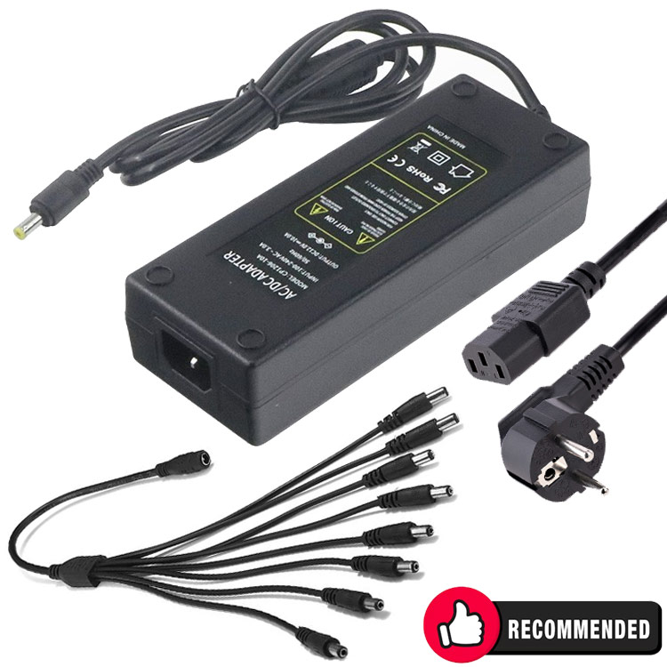 ANGA CP1206-10A Ενισχυμένο Switching Παλμοτροφοδοτικό για κάμερες 12VDC 10A με καλώδιο 1 σε 8