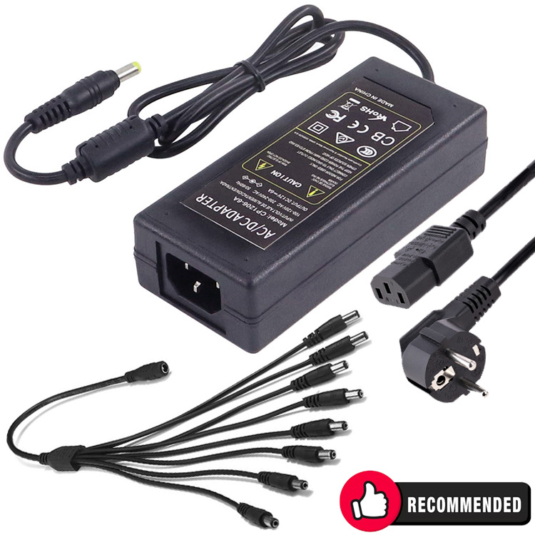 ANGA CP1206-5A Ενισχυμένο Switching Παλμοτροφοδοτικό για κάμερες 12VDC 5A με καλώδιο 1 σε 8