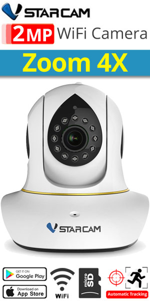 Vstarcam CS38-X4 Ρομποτική Ασύρματη IP κάμερα 2Mpixels, 4X ZOOM, WiFi 2.4Ghz, Ethernet, microSD, Motion Detection