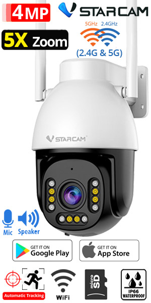 VSTARCAM CS611Q-X5 4Mpixels Ρομποτική IP Κάμερα, 5X Optical Zoom, Dual Wi-Fi 2.4GHz & 5GHz, Ethernet, Με Ήχο, microSD, Full Color