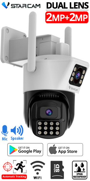 VSTARCAM CS663DR Dual Lens Wi-Fi IP Κάμερα 2MP+2MP (1080p) με Διπλό Φακό & Έγχρωμη Νυχτερινή Όραση