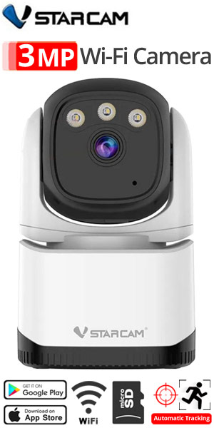 VSTARCAM CS995 Ρομποτική Ασύρματη Wi-Fi IP Κάμερα 3Mpixels 2.4Ghz, Mic/Speaker, microSD, Color Night Vision