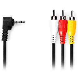 NEDIS CVGL22400BK20 Καλώδιο εικόνας και ήχου, Jack 3.5mm υπό γωνία 90° αρσ. σε 3 x RCA αρσ. 2m 